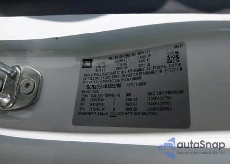 2017 Chevrolet Colorado Wt from USA, damaged, VIN 1GCHSBEA4H1265780